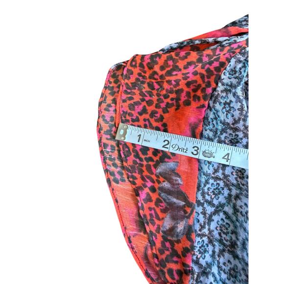 Free People Toni Printed Mini Dress Sheer Ruffle Red Floral Whimsical Fairy XL - Picture 11 of 12